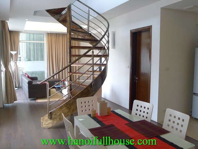 Beautiful duplex serviced apartment with 2 bedrooms for rent in Tay Ho dist